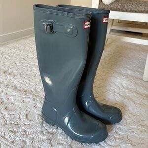 Gray Tall Hunter Rain Boots